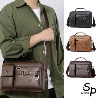 【Sp house】輕鬆休閒單肩斜背手提男用包(2款3色可選)