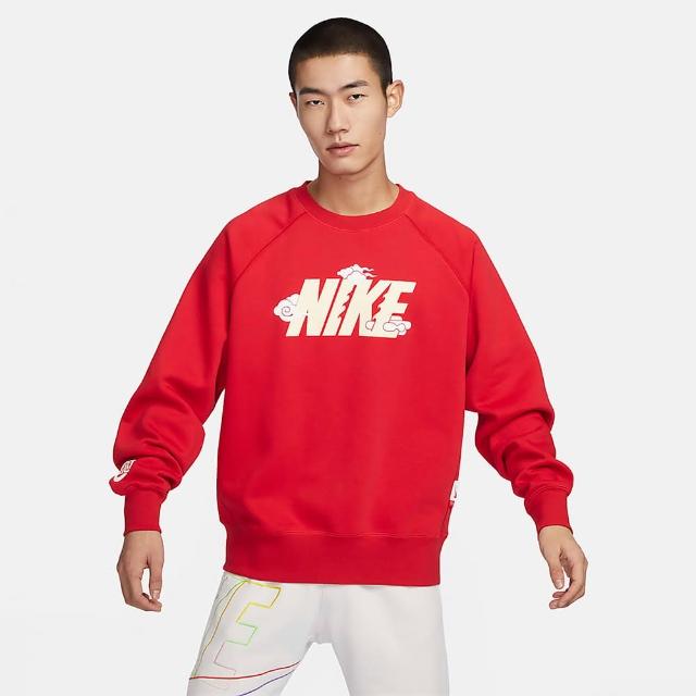 【NIKE 耐吉】上衣 男款 長袖上衣 運動 大學T 龍年 刷毛 AS M NSW CNY CREW GCEL 紅 FZ6374-657