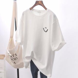 【ONEY 歐妮】★寬鬆微笑刺繡中長款上衣(女上衣/短袖/T恤)