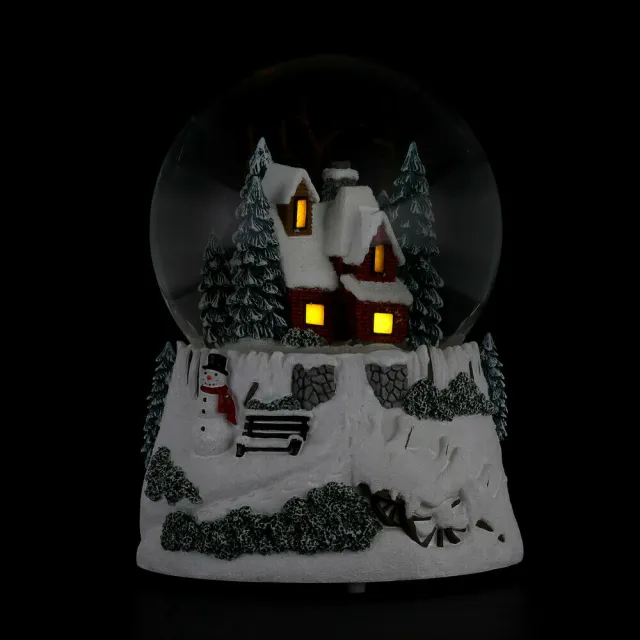 【JARLL 讚爾藝術】溫暖的小屋 水晶球音樂盒 聖誕禮物(生日情人告白 結婚 聖誕禮物 交換禮物 聖誕裝飾)