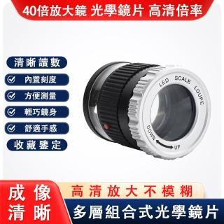 【科朗鑫盛】40倍雙鏡片珠寶放大鏡 升級款新款(LED紫光燈光 高畫質便攜式擴大鏡)