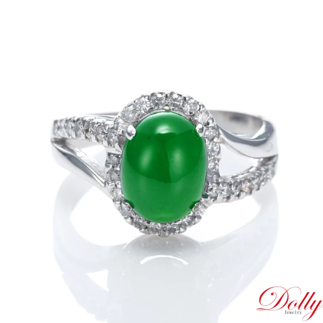 DOLLYDOLLY 14K金 緬甸老坑綠冰種翡翠鑽石戒指(002)