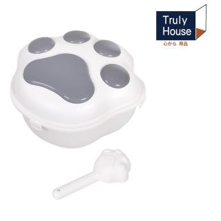 【Truly House】寵物保鮮儲糧桶 贈飼料鏟/飼料桶/密封飼料罐/貓爪儲糧桶/儲米桶/寵物零食桶(小號 4-6L)