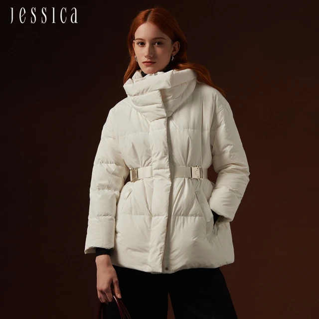 JESSICA 甜美娃娃領雙排扣短版羊毛外套J35C09（白