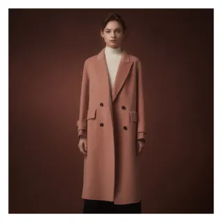 【JESSICA】氣質修身保暖顯瘦翻領羊毛大衣外套J35C01（粉）