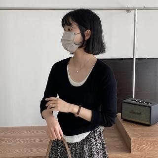 【巴黎精品】現貨+預購 針織衫長袖T恤(假兩件圓領修身彈性女上衣3色a1cz25)