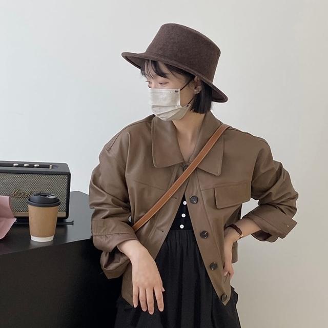 【巴黎精品】現貨+預購 皮衣外套機車夾克(PU皮純色休閒時髦女外套2色a1cz26)