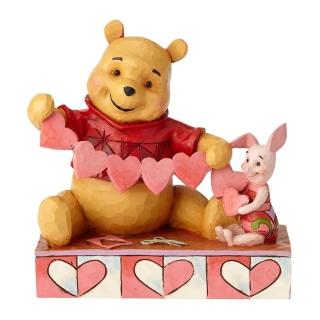 【Enesco】精品家飾 Disney 迪士尼 小熊維尼 維尼與小豬手做愛心居家擺飾(Jim Shore愛木小灣)