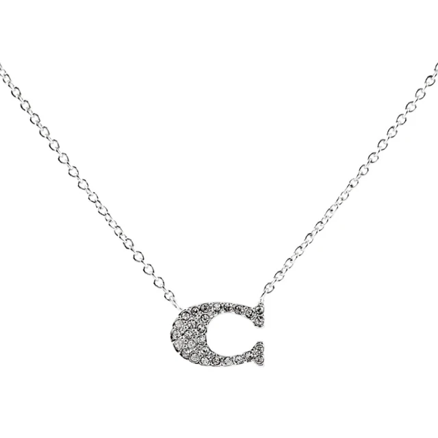 COACH C Logo水鑽項鍊(銀色)