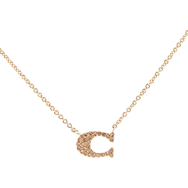 COACH C Logo/金屬/玻璃水鑽三圓環項鍊(金色)品