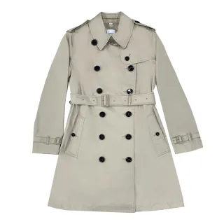 【BURBERRY 巴寶莉】8068524 經典雙排鈕扣長版風衣外套(淺卡其)