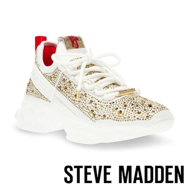 【steve madden】MAXILLA-R 鑽面綁帶休閒鞋(白金色)