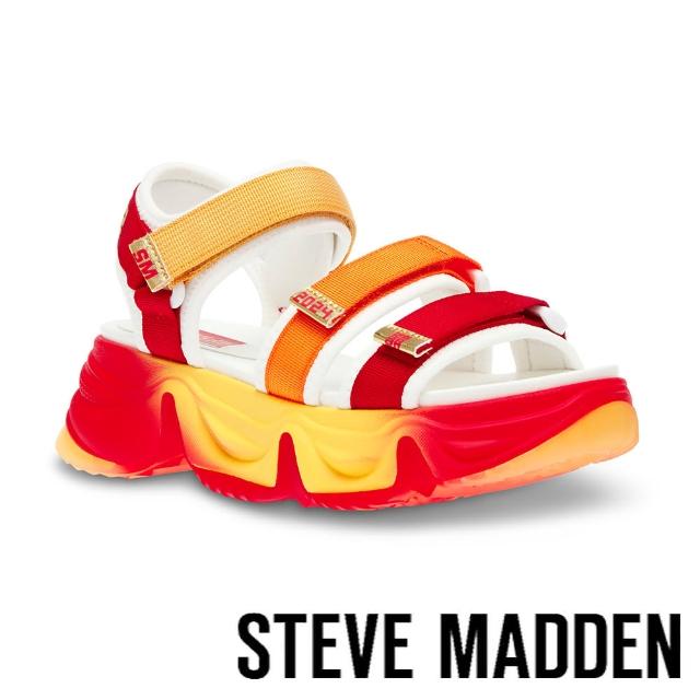 【steve madden】CHAKRA 超厚底魔鬼氈休閒涼鞋(紅色)