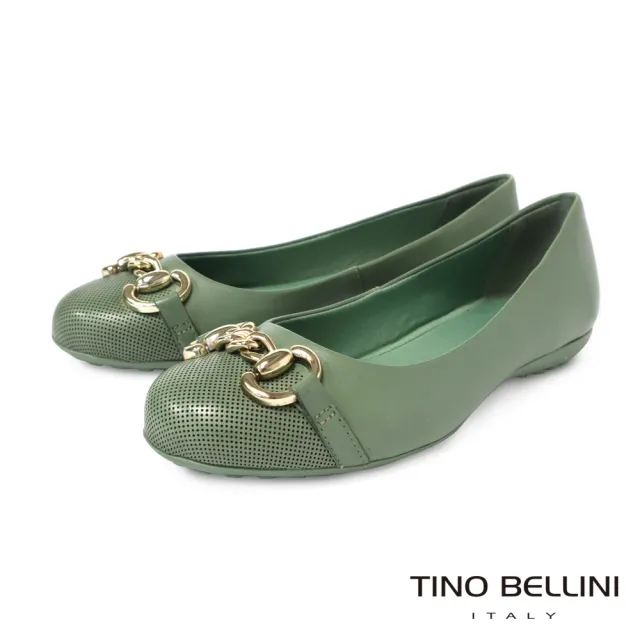 TINO BELLINI 貝里尼 巴西進口金屬鍊飾娃娃鞋FWBT034-5(草綠)