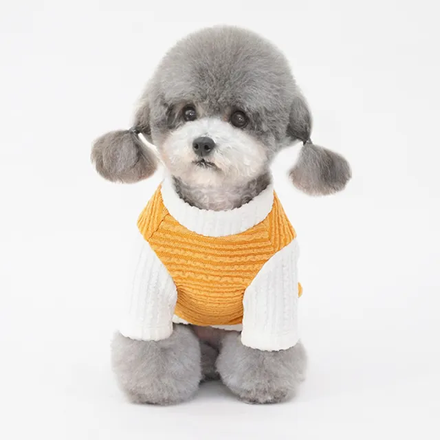 【pettrip】橫條波浪紋小兔繡牌兩腳衣(秋冬款寵物服飾 寵物打底衣 貓狗衣服)