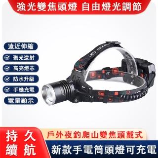 【探險者】爆亮LED感應頭燈 強光頭燈 變焦頭燈(頭戴式探照燈 充電式登山頭燈)