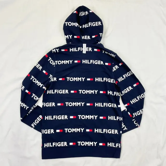 【Tommy Hilfiger】湯米 薄帽T 滿版LOGO 男版 帽T  長袖 上衣 連帽 平輸品(帽T  長袖8614)