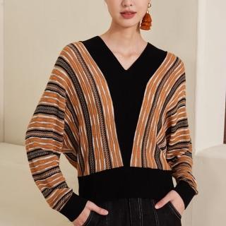 【LANNI 藍尼】★V領寬鬆短版高級感上衣(長袖/保暖/女裝)