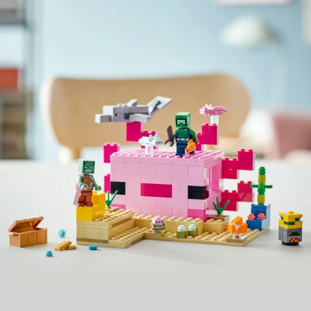 【LEGO 樂高】Minecraft 21247 The Axolotl House(可愛六角恐龍屋 麥塊)