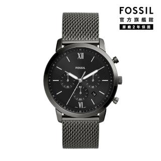 【FOSSIL】Neutra Chrono 新雅仕三眼計時指針手錶 槍灰不鏽鋼鍊帶 44mm FS5699()