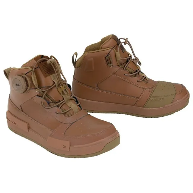 【RS TAICHI】RSS014 防水透氣休閒車靴 免綁鞋帶 卡其灰棕色區