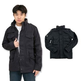 【Superdry】軍裝 深藍 無帽 男外套 極度乾燥 夾克 大衣 暗袋 帽可收 平輸品(極度乾燥 軍裝外套)