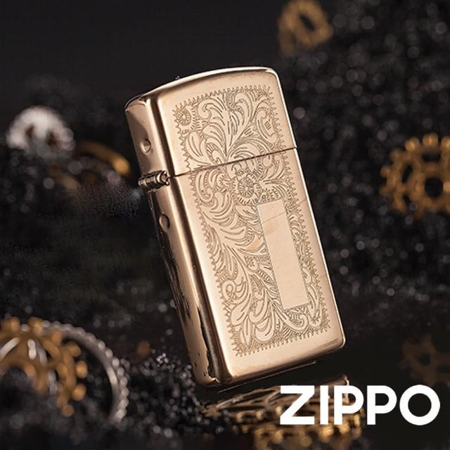 【Zippo官方直營】威尼斯-金色-窄版-防風打火機(美國防風打火機)