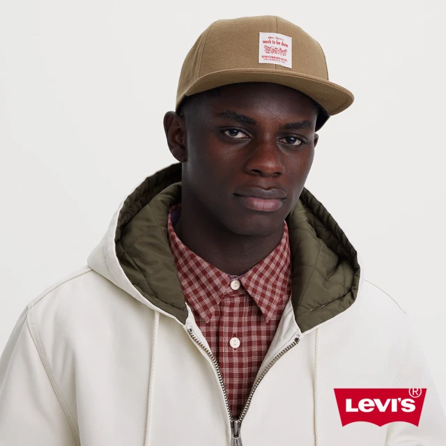 LEVIS 男女同款 可調式工裝版帽 / 雙馬標誌布章 / 棕綠 人氣新品 D7820-0004