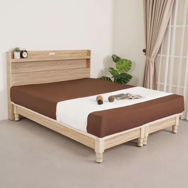 【Homelike】夏莉附插座床架組-雙人加大6尺(床頭片+床架)