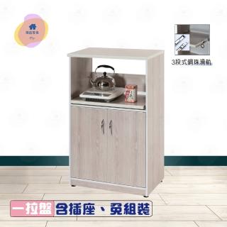 【·Fly· 飛迅傢俱】2.2尺塑鋼電器櫃2門一拉盤(附2孔插座)