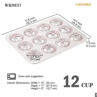 【Chefmade學廚原廠正品】12連杯不沾足球蛋糕模(WK9837足球小蛋糕家用烘焙模具烤盤)