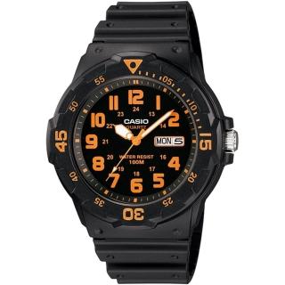 【CASIO】潛水風格潮流指針錶-黑x橘(MRW-200H-4B)