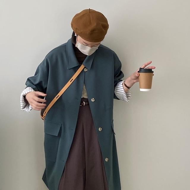 【巴黎精品】現貨+預購 風衣外套休閒大衣(拼色收腰抽繩中長款女外套2色a1cz58)