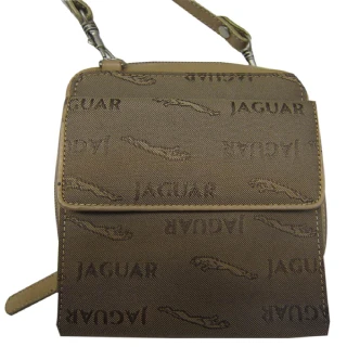 【JAGUAR 積架】斜側包超小容量皮夾包功能主袋內五隔層肩背斜側背分類包緹花布+100%進口牛皮革