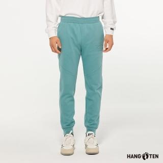 【Hang Ten】男裝-恆溫多功能-JOGGER FIT 抗菌除臭刷毛保暖彈性抽繩休閒運動束口長褲(綠)