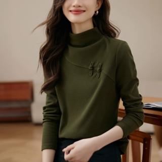 【ONEY 歐妮】★縮口袖中國風高領上衣(長袖/素色/女裝)