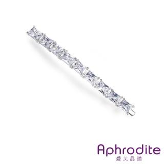 【Aphrodite 愛芙晶鑽】璀璨閃耀方晶鋯石一字髮夾(方晶髮夾 鋯石髮夾 一字髮夾)
