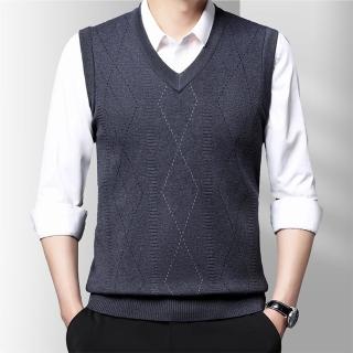 【Heart:W 新職人】★百搭V領點點菱形背心(針織衫/保暖/男裝)