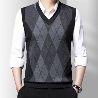 【Heart:W 新職人】★百搭V領菱形無袖背心(男裝/馬甲/保暖)