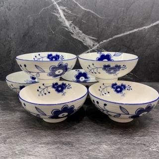 【大同磁器】大同磁器藍邊唐草飯碗2款/6入(臺灣製造)