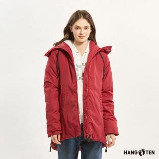 【Hang Ten】女裝-恆溫多功能-石墨烯防風防輕潑水抗靜電貼合保暖外套(深紅)