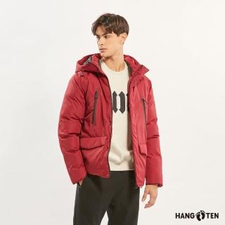 【Hang Ten】男裝-恆溫多功能- 石墨烯防風防輕潑水抗靜電貼合保暖外套(深紅)