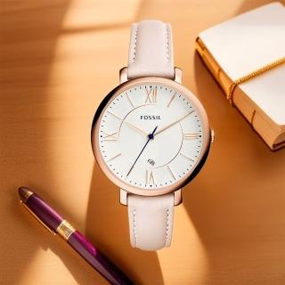 【FOSSIL】Jacqueline 羅馬佳人時尚女錶-玫瑰金框x粉/36mm 99狂買節(ES3988)