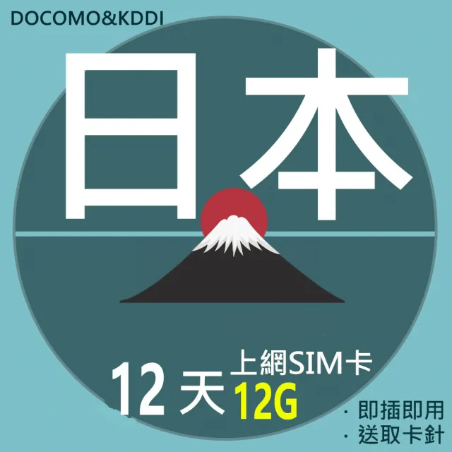 【千里通】日本上網卡12日12G 每日1G超過降速 無限上網吃到飽(4G網速 無限吃到飽 支援分享)