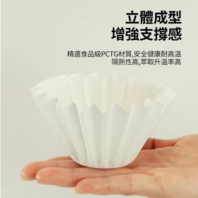 【ANTIAN】200入組 蛋糕型一次性手沖咖啡濾紙 泡茶葉過濾紙 155/185型波紋咖啡濾紙