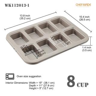 【Chefmade學廚原廠正品】金色8連杯費南雪模具(WK112013-1不沾方型麵包蛋糕模費南雪模)