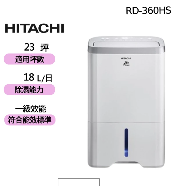 【HITACHI 日立】18公升舒適節電除濕機/閃亮銀(RD-360HS)