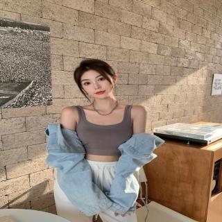 【D.studio】韓版U型美背外穿內搭高彈性運動背心(瑜伽衣上衣小可愛女裝背心女衣服短版上衣冰絲背心 V167)