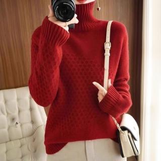 【ONEY 歐妮】★高領縮口袖保暖反摺毛衣(長袖/女裝/上衣)