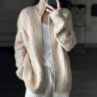 【ONEY 歐妮】★高領開襟針織外套(長袖/毛衣/女裝)